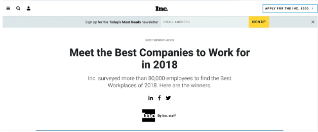 Inc. Magazine Select Power Digital as one of the Best Places to Work